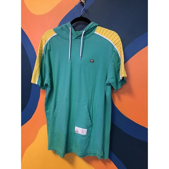 Southpole Hoodies Shirt Short Sleeve Teal Beach Drawstring Size Extra Large - Picture 1 of 2